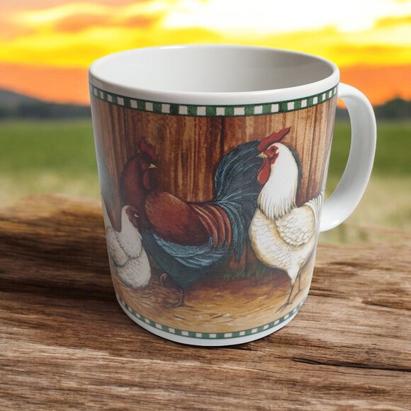 David Carter Brown Collection On The Farm Ceramic Mug With Rooster Design Coffee - Picture 1 of 6